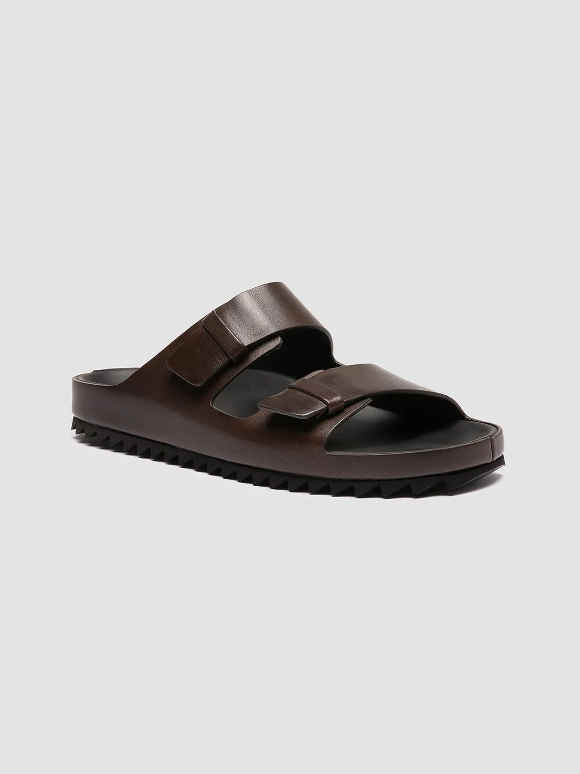 AGORÀ 010 - Brown Leather Slide Sandals