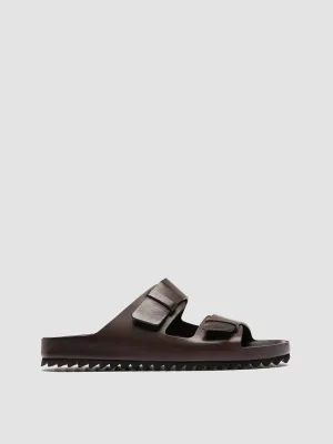 AGORÀ 010 - Brown Leather Slide Sandals