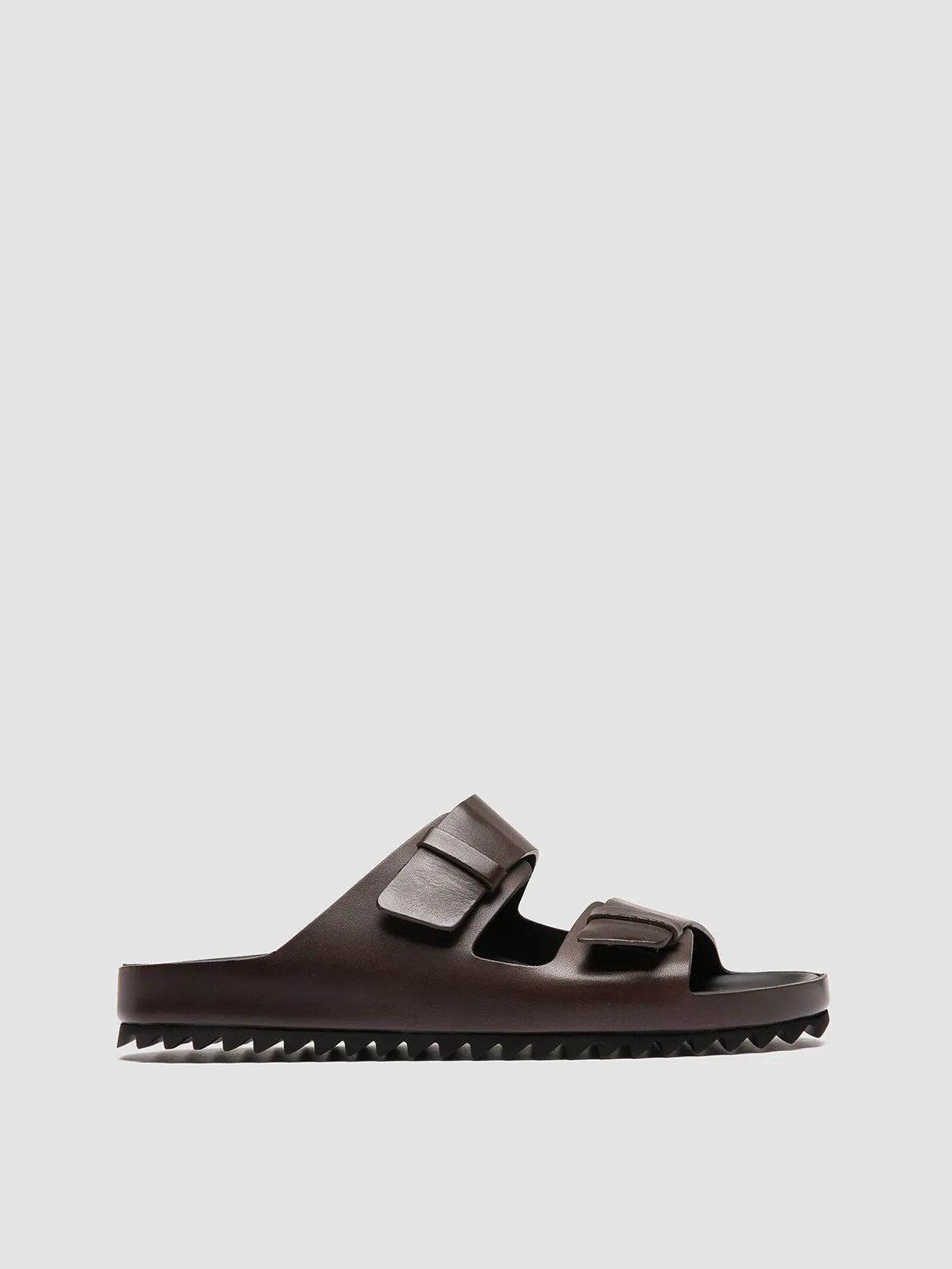 AGORÀ 010 - Brown Leather Slide Sandals