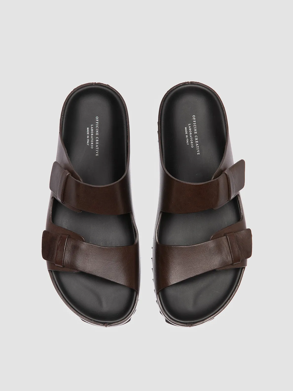 AGORÀ 010 - Brown Leather Slide Sandals