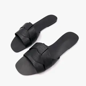 AMOZAE-- Fashionable PU Leather Beach Slides for Women