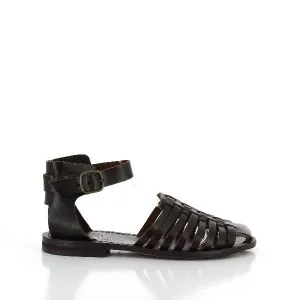 Antichi Romani 165 Black Cage Slingback Sandals