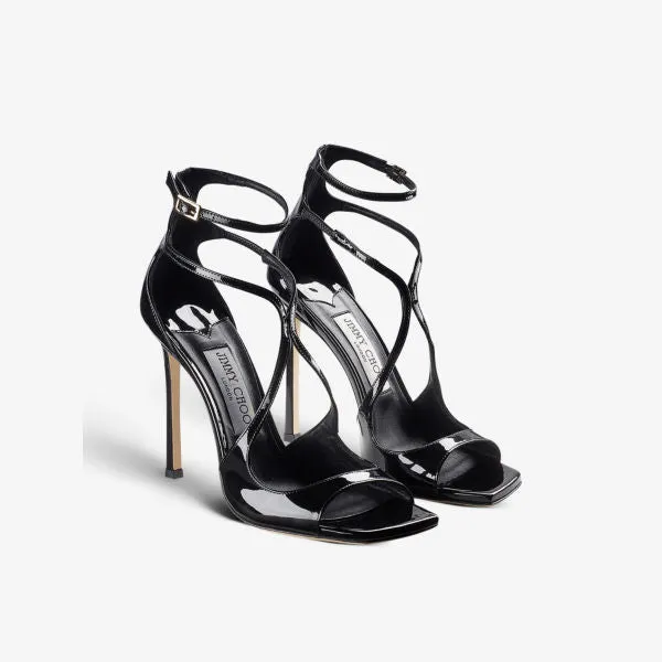 Azia 110 patent leather Jimmy Choo strappy sandals, black