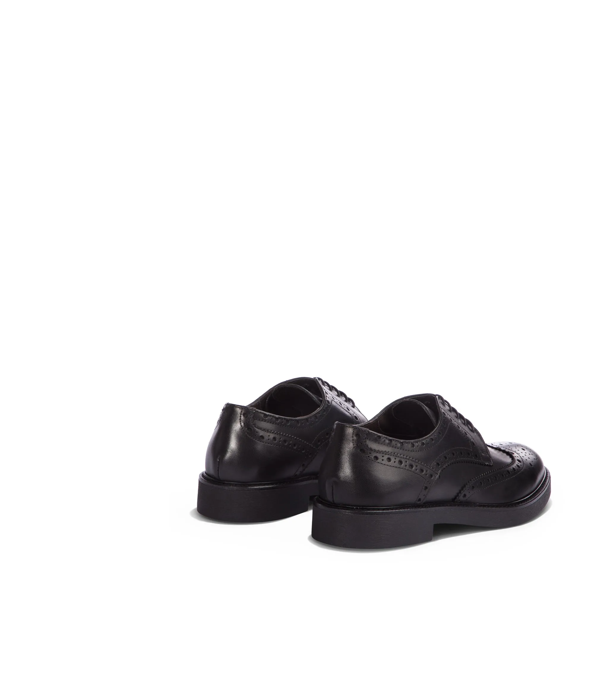Black brogue leather derby shoes