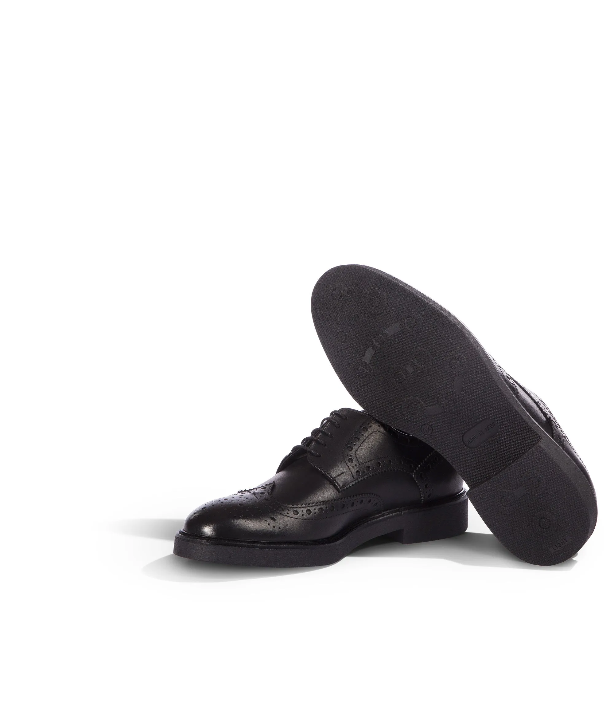 Black brogue leather derby shoes