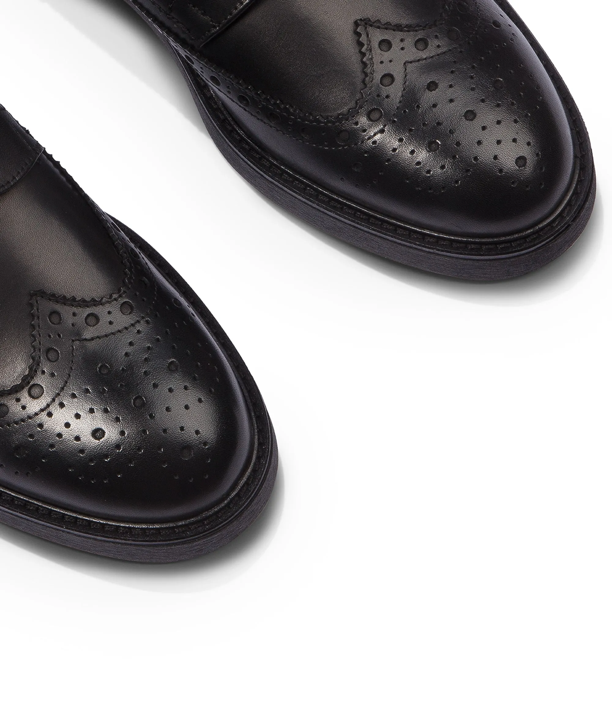 Black brogue leather derby shoes