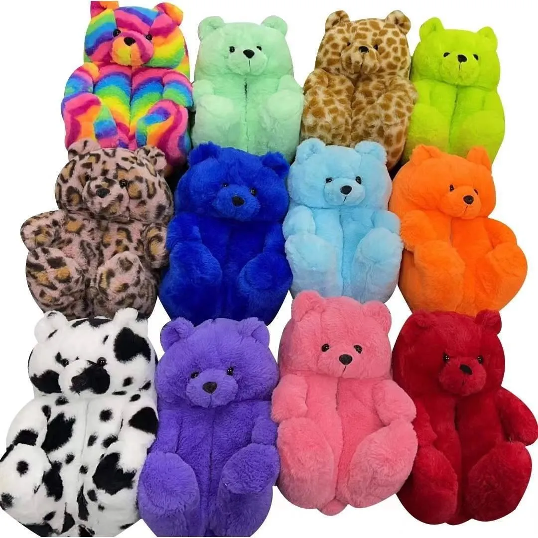 Cozy Plush Adult Teddy Bear Slippers - Perfect Valentines Gift!
