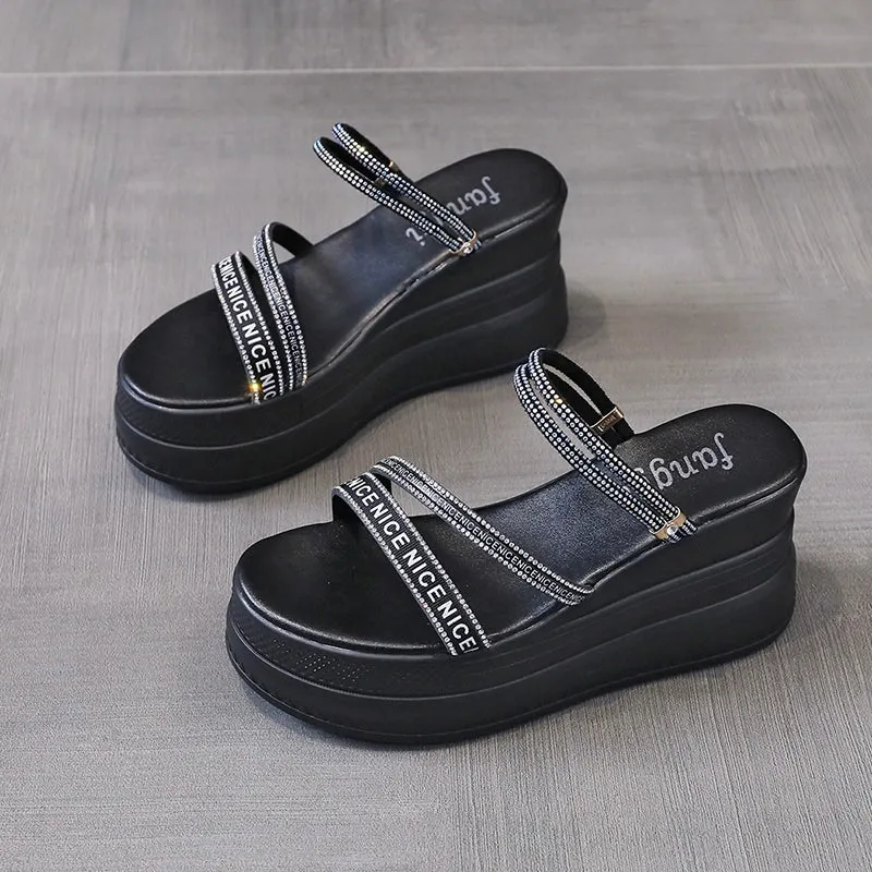 Fashionable height sandals platform slippers