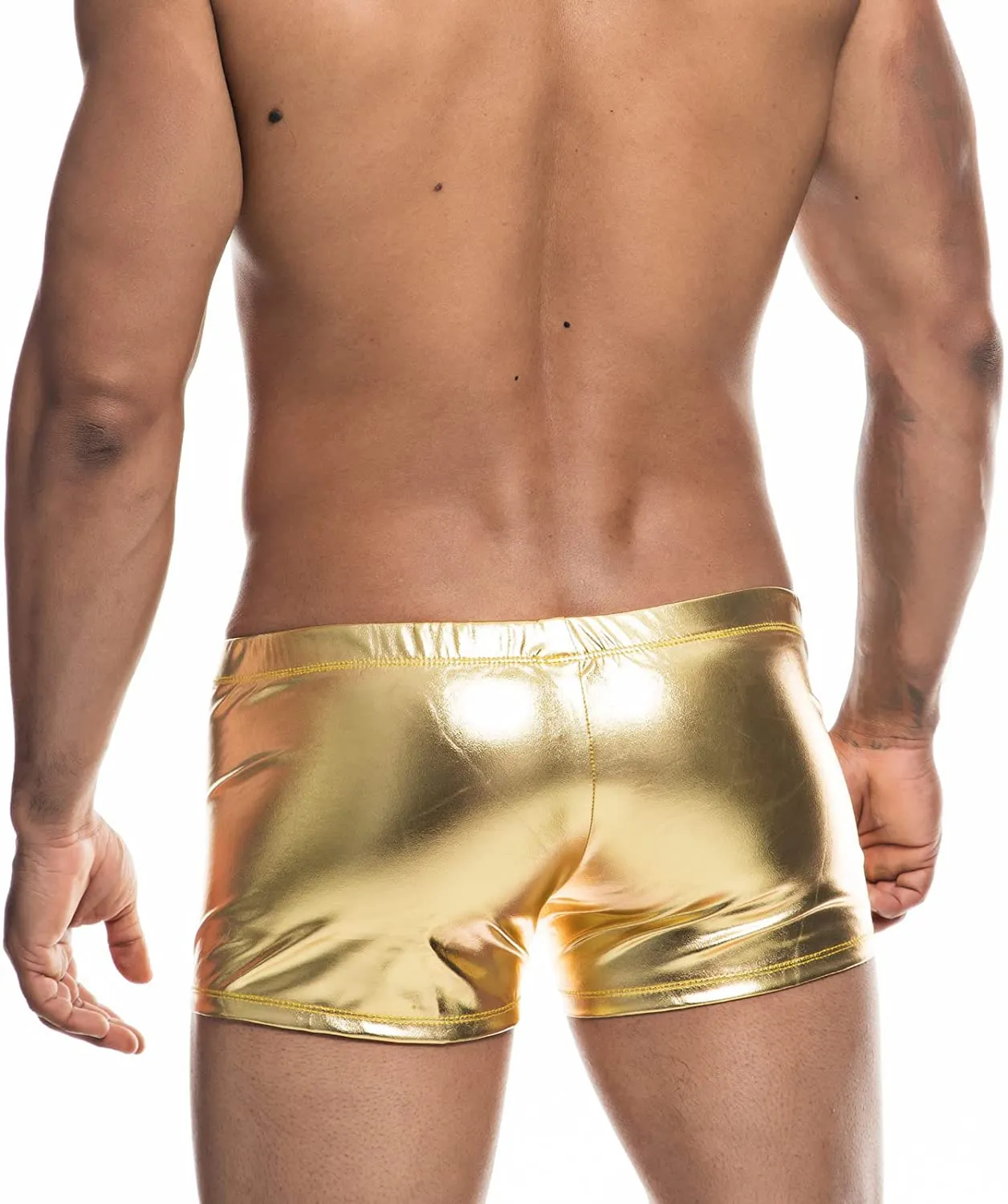 Faux Leather Metallic Swim Trunks