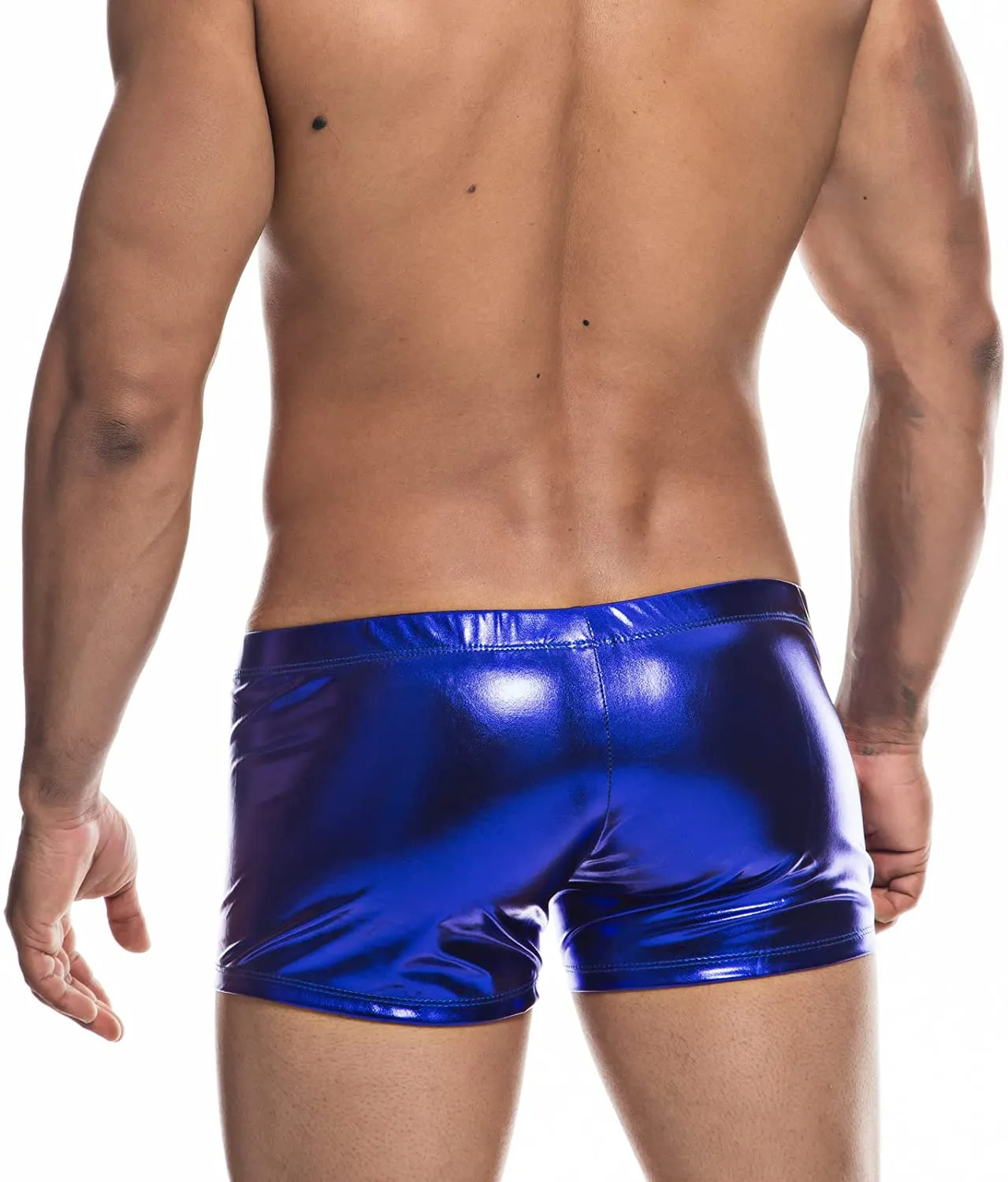 Faux Leather Metallic Swim Trunks