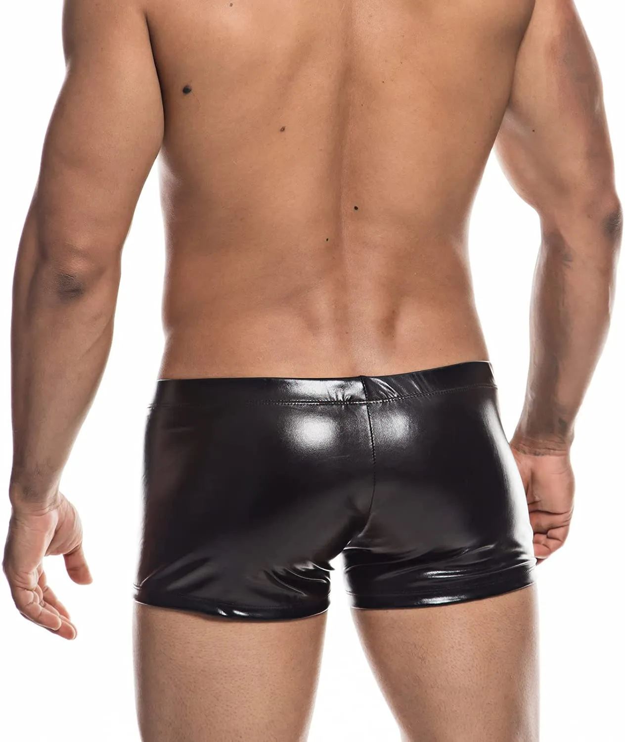 Faux Leather Metallic Swim Trunks