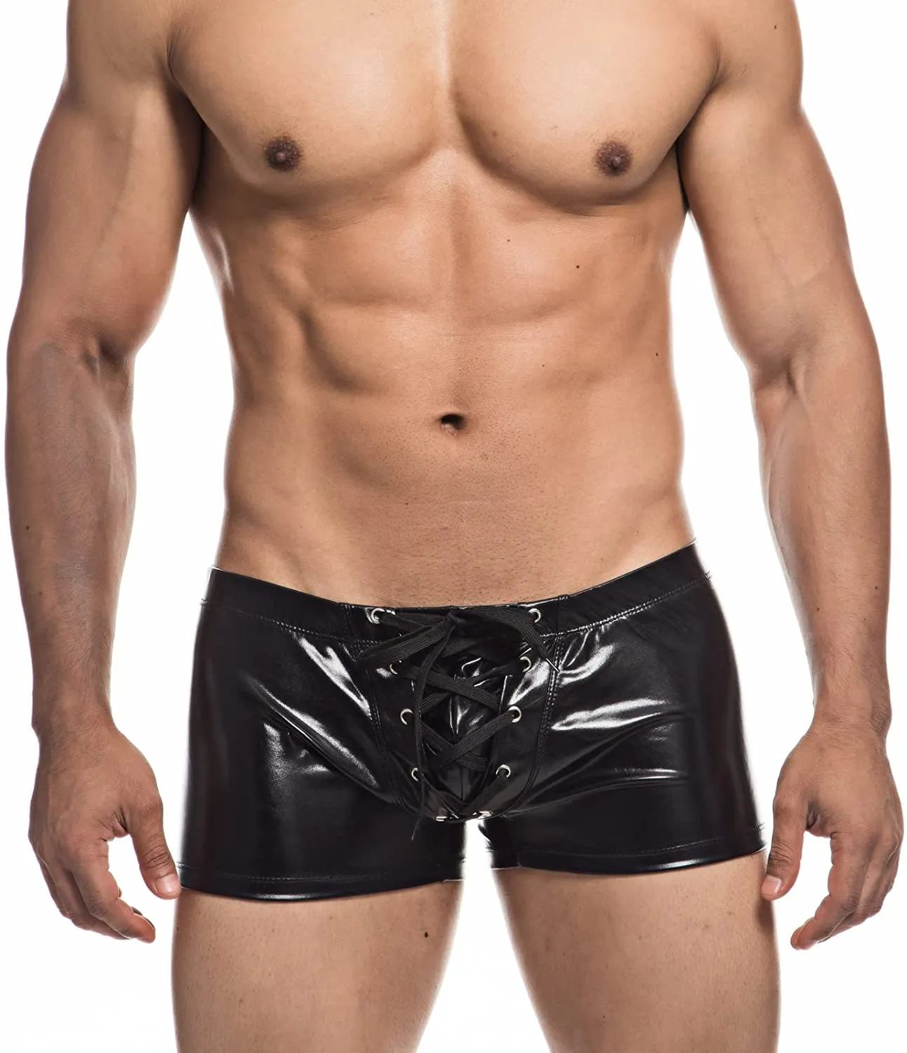 Faux Leather Metallic Swim Trunks