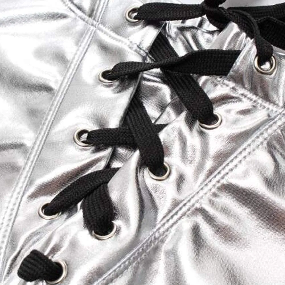 Faux Leather Metallic Swim Trunks