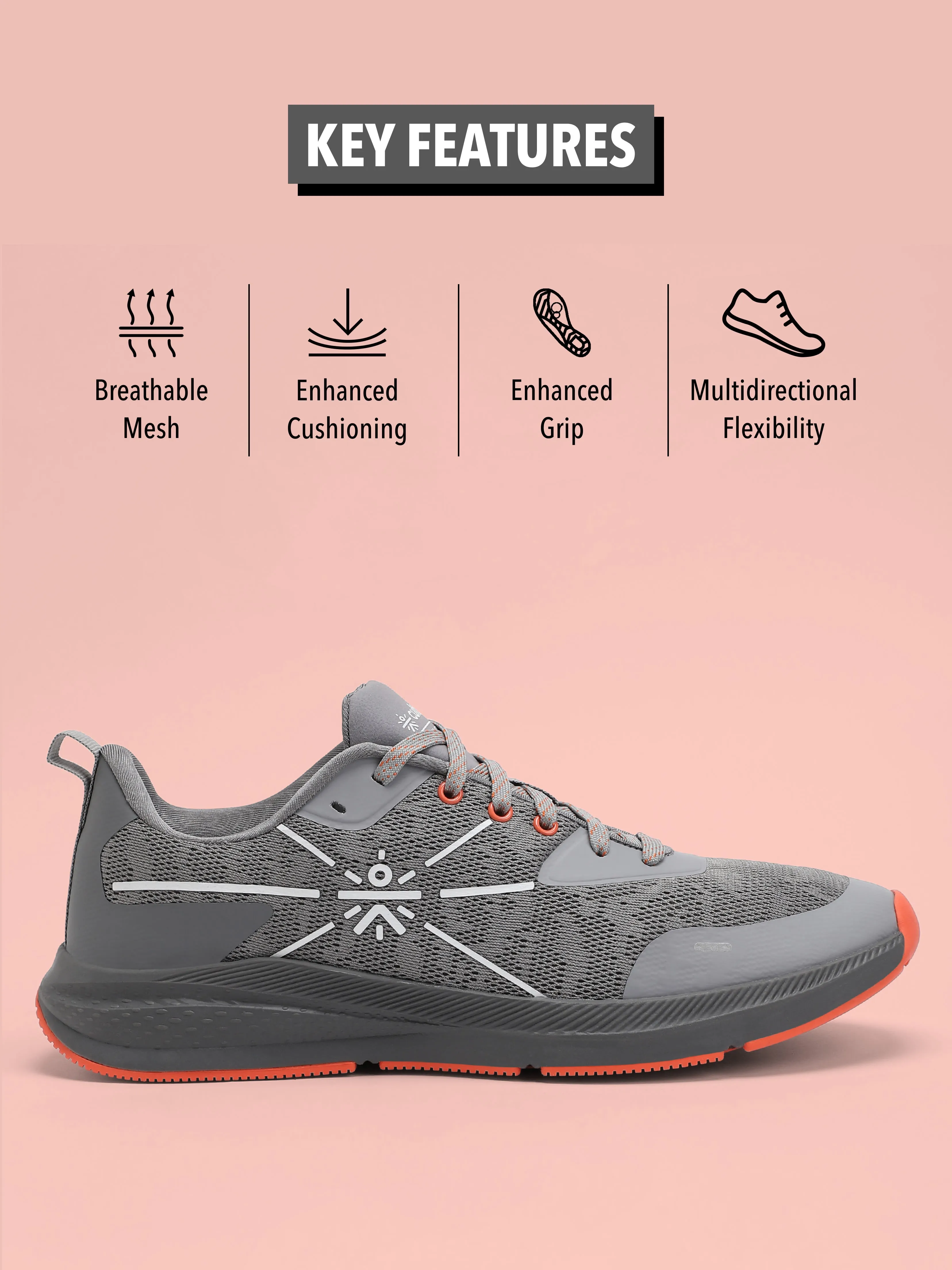 Flomo Men Running Shoes - Grey/Orange