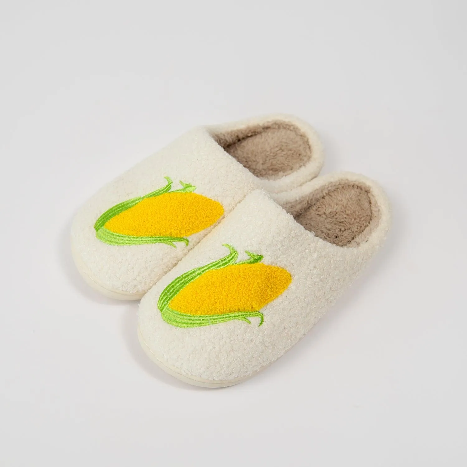 Fuzzy Corn Slippers - Adult