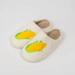 Fuzzy Corn Slippers - Adult