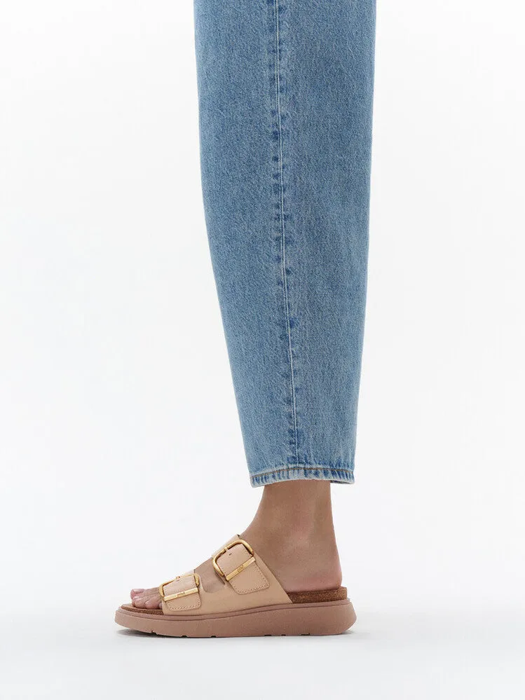 Gen-FF Buckle Two-Bar Leather Slides