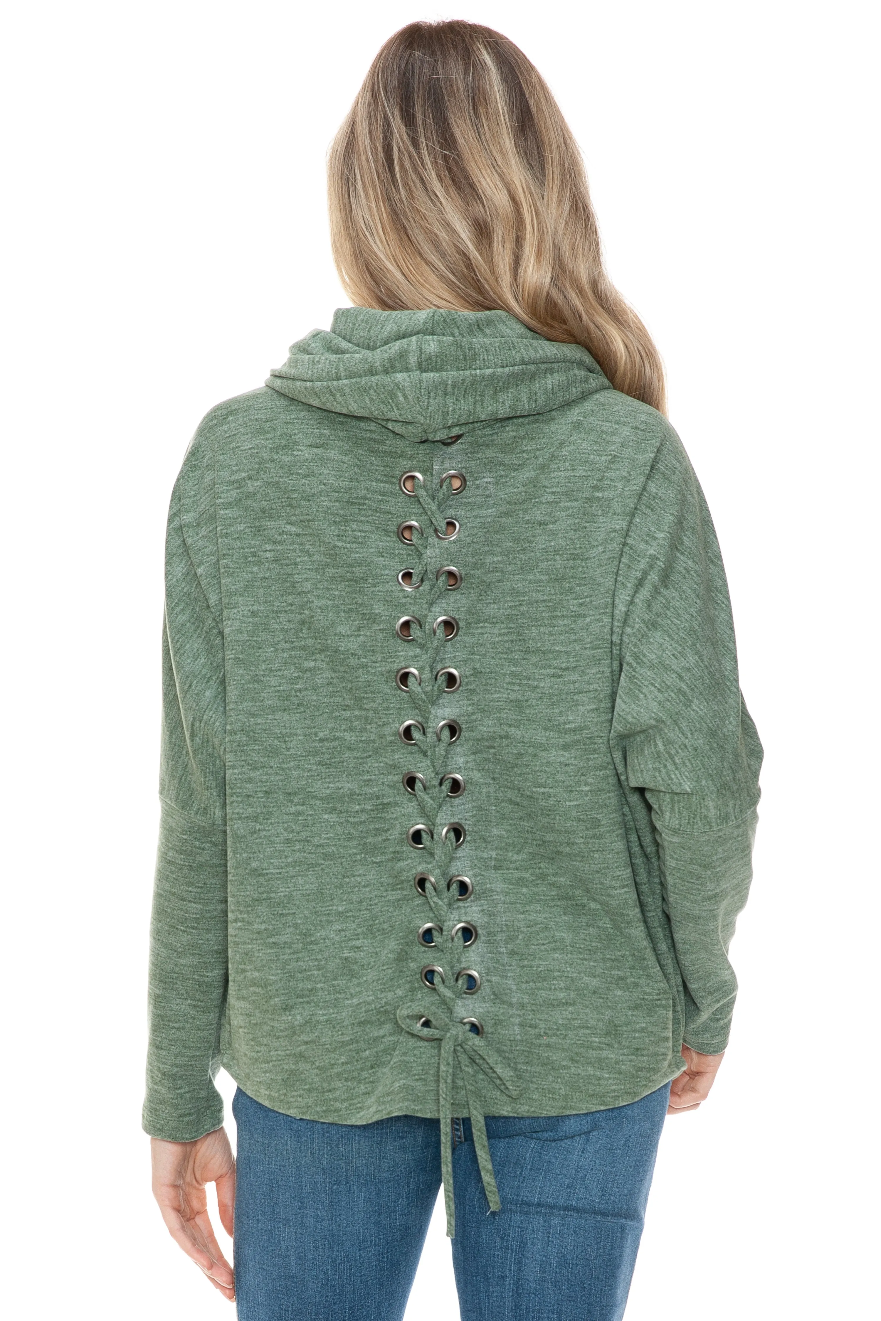 Grommet Detail Cowl Neck Top