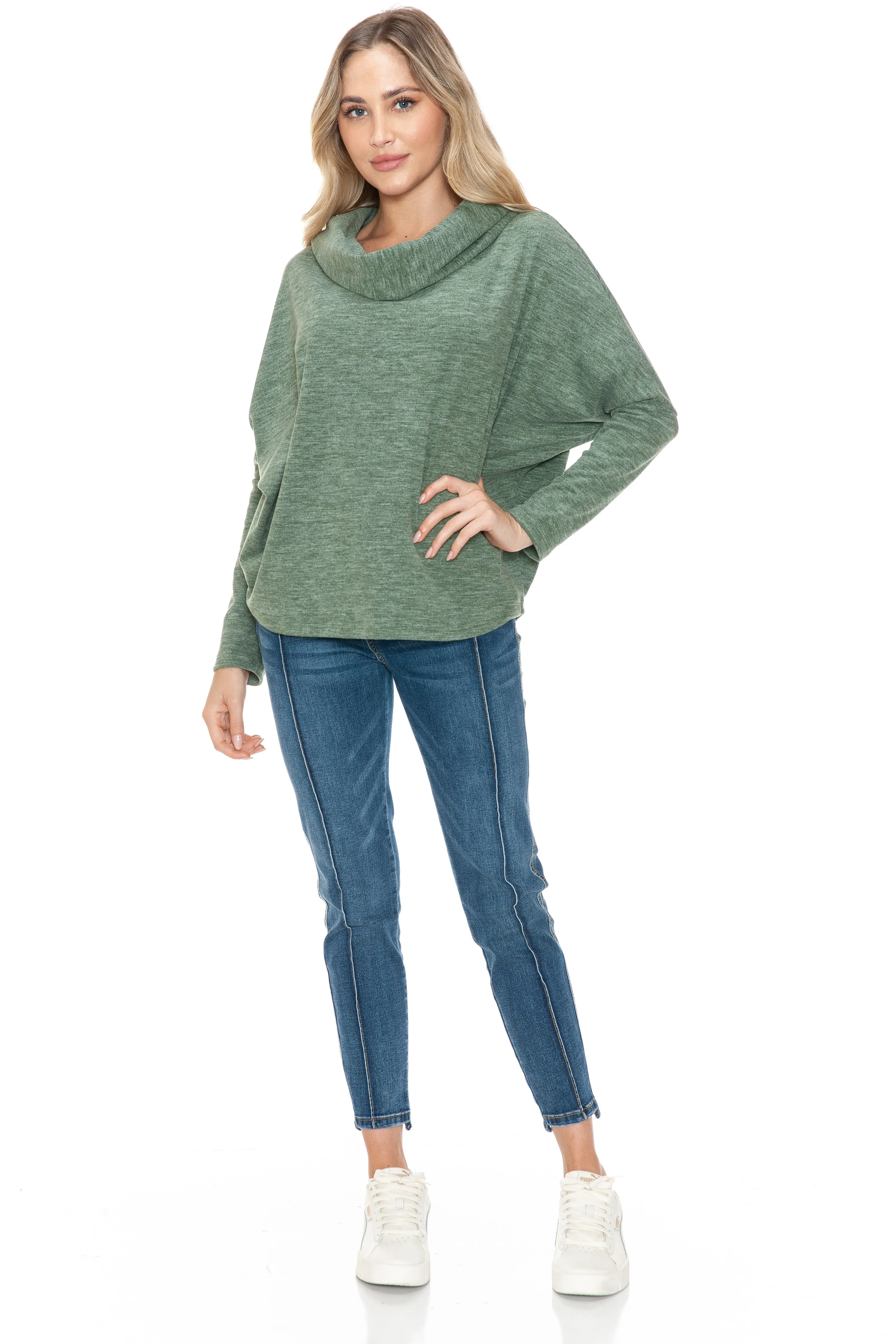 Grommet Detail Cowl Neck Top