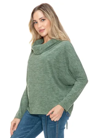 Grommet Detail Cowl Neck Top