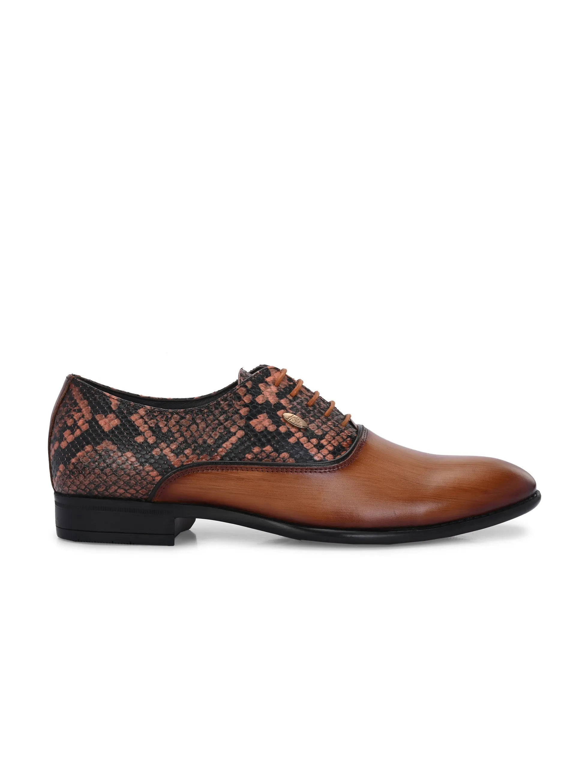 Hitz Men's Tan Leather Formal Lace Up Shoes