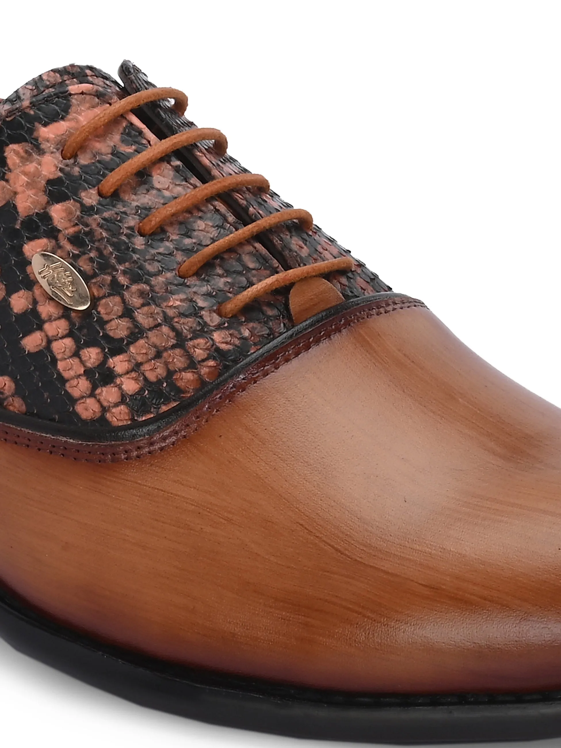 Hitz Men's Tan Leather Formal Lace Up Shoes