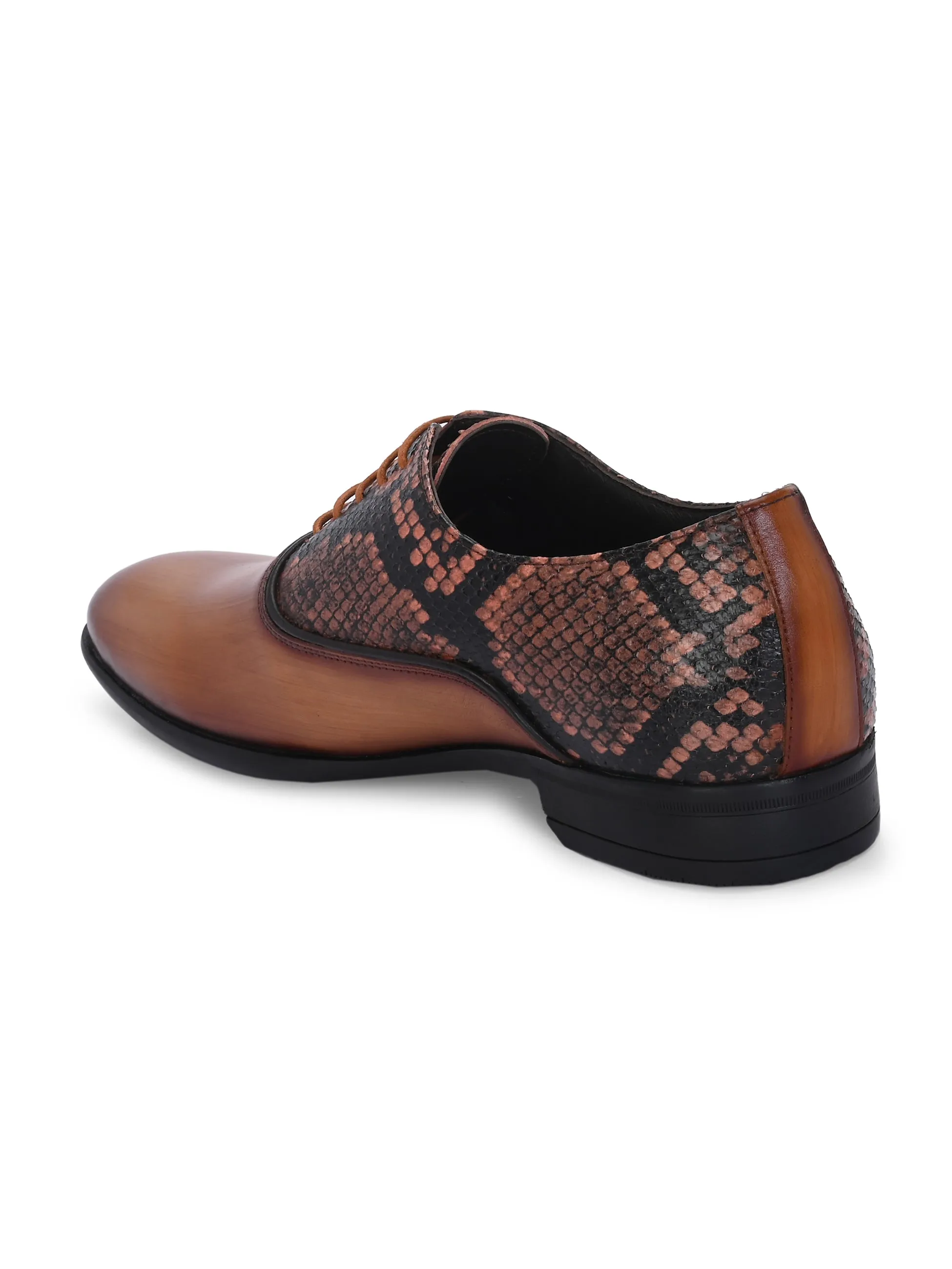 Hitz Men's Tan Leather Formal Lace Up Shoes