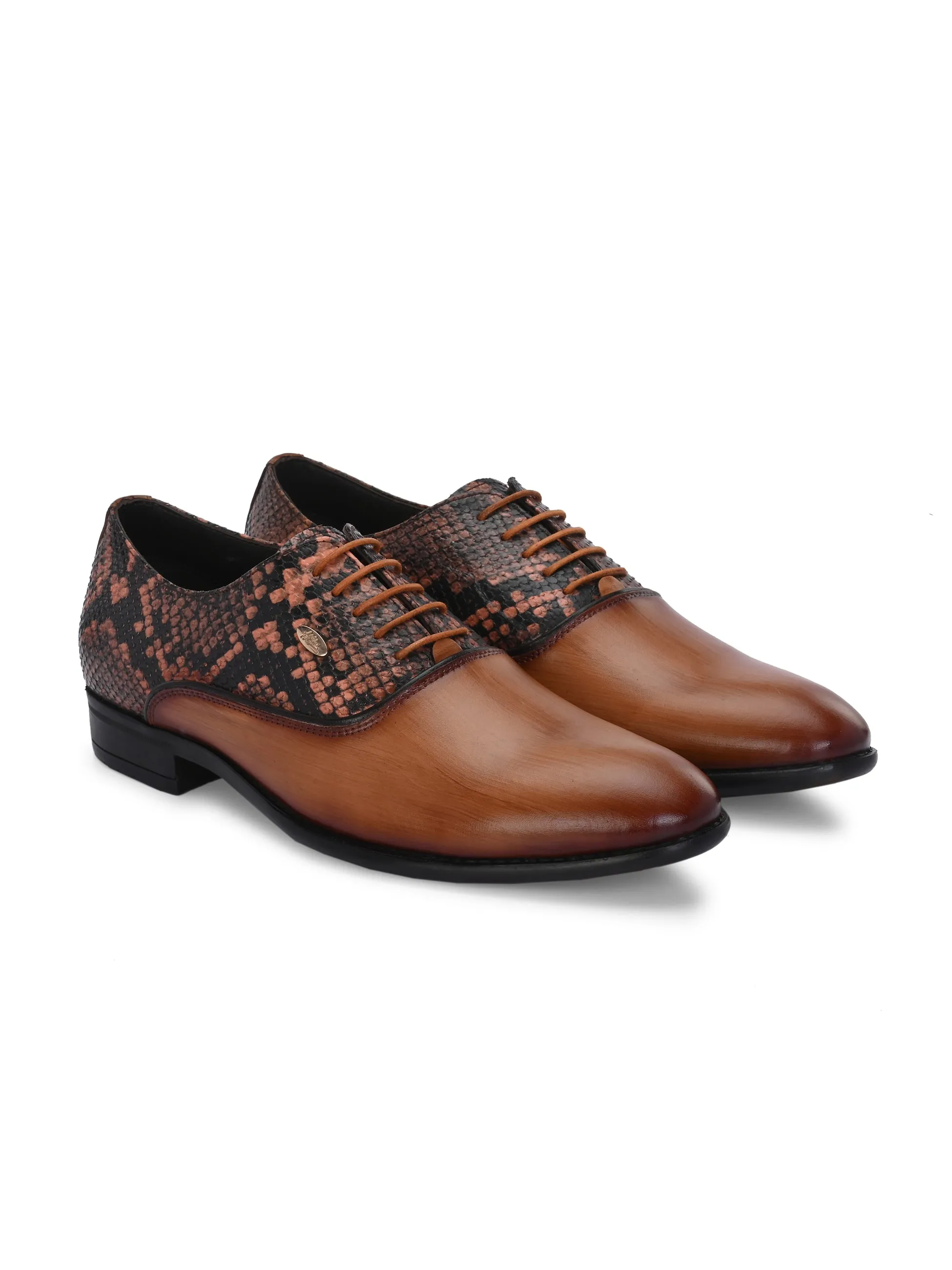 Hitz Men's Tan Leather Formal Lace Up Shoes