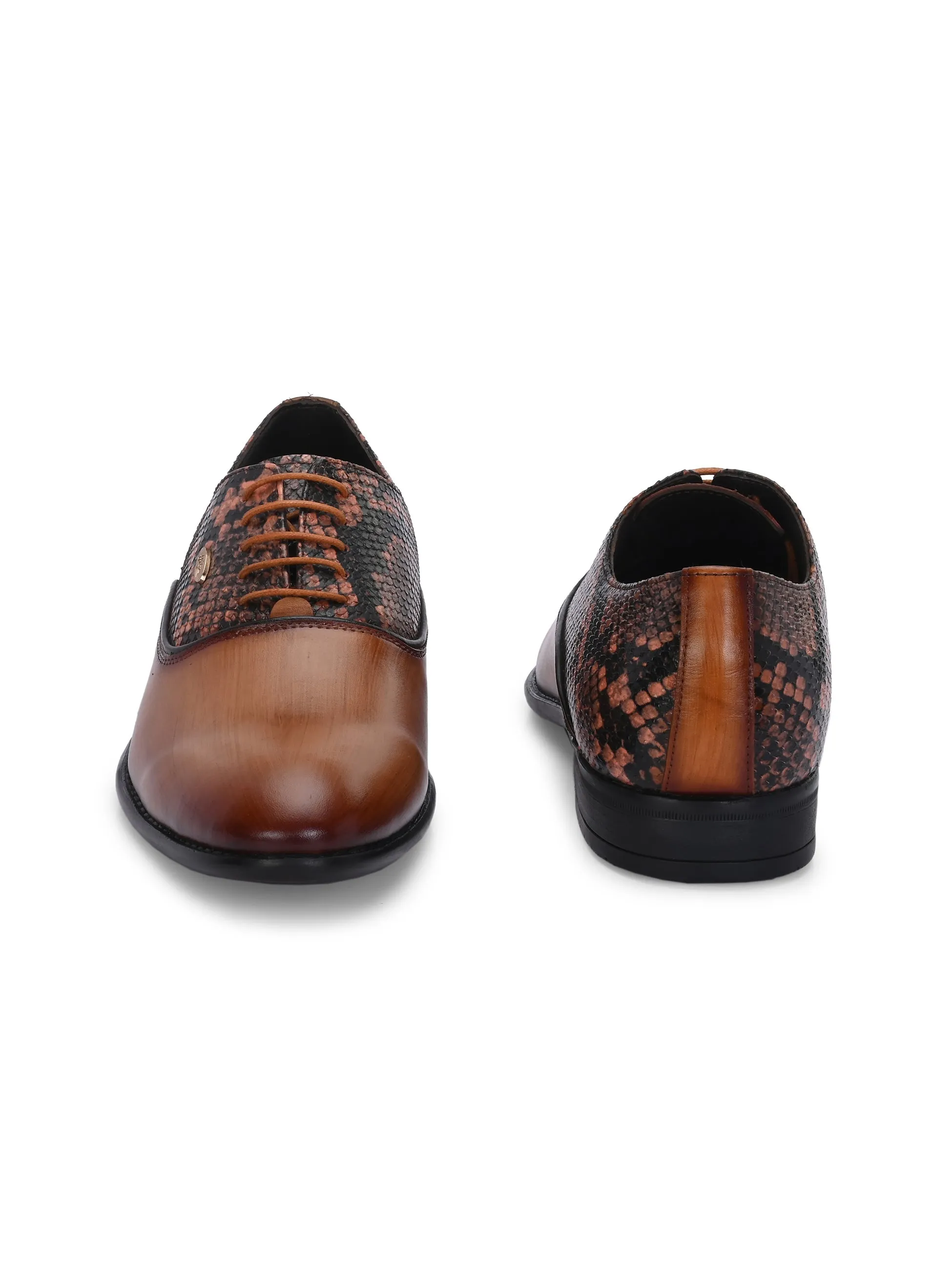 Hitz Men's Tan Leather Formal Lace Up Shoes