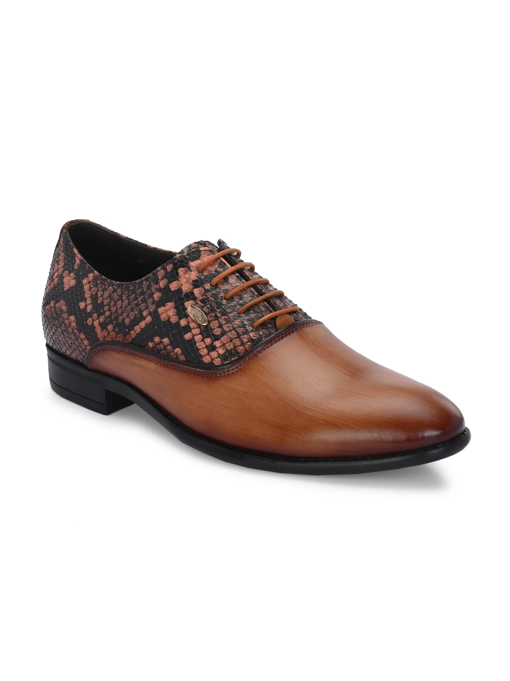 Hitz Men's Tan Leather Formal Lace Up Shoes