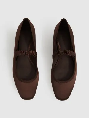Jolie satin ballerina shoes in Chocolate