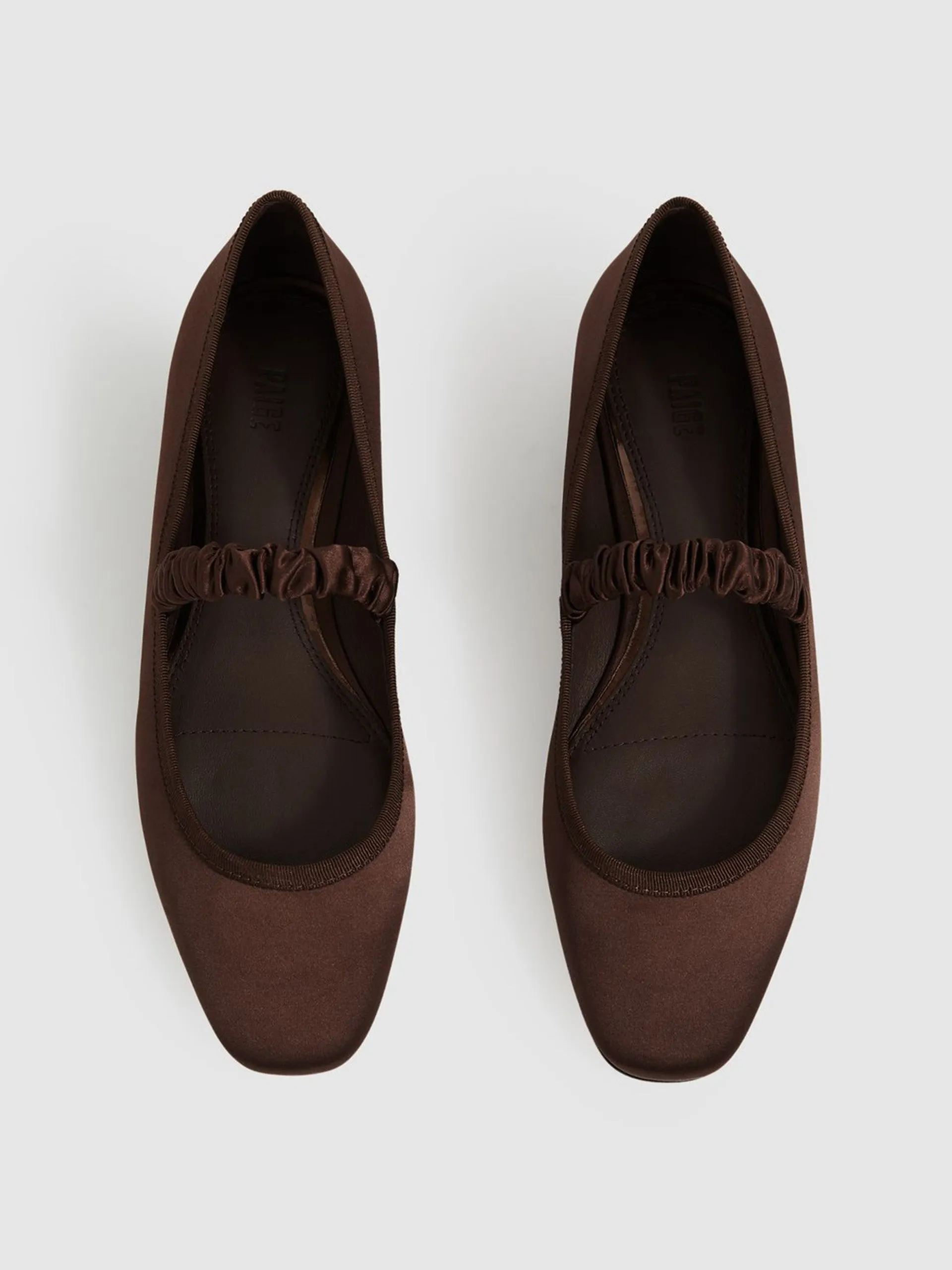 Jolie satin ballerina shoes in Chocolate