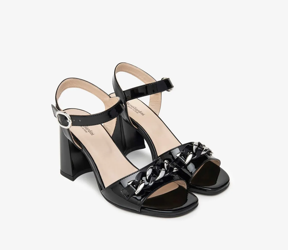 Nerogiardini black leather sandals