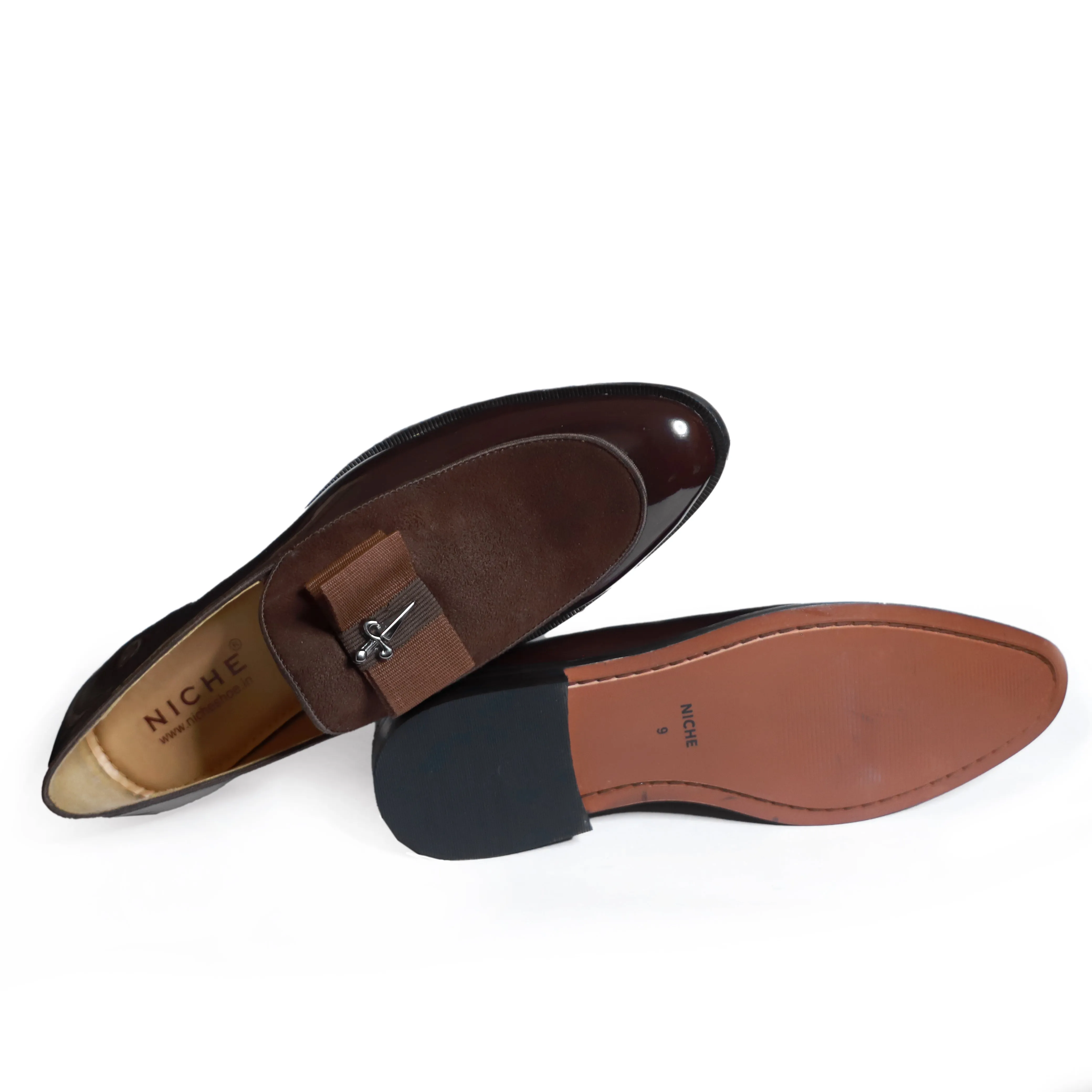NICHE Brown Patent Brooch Loafers