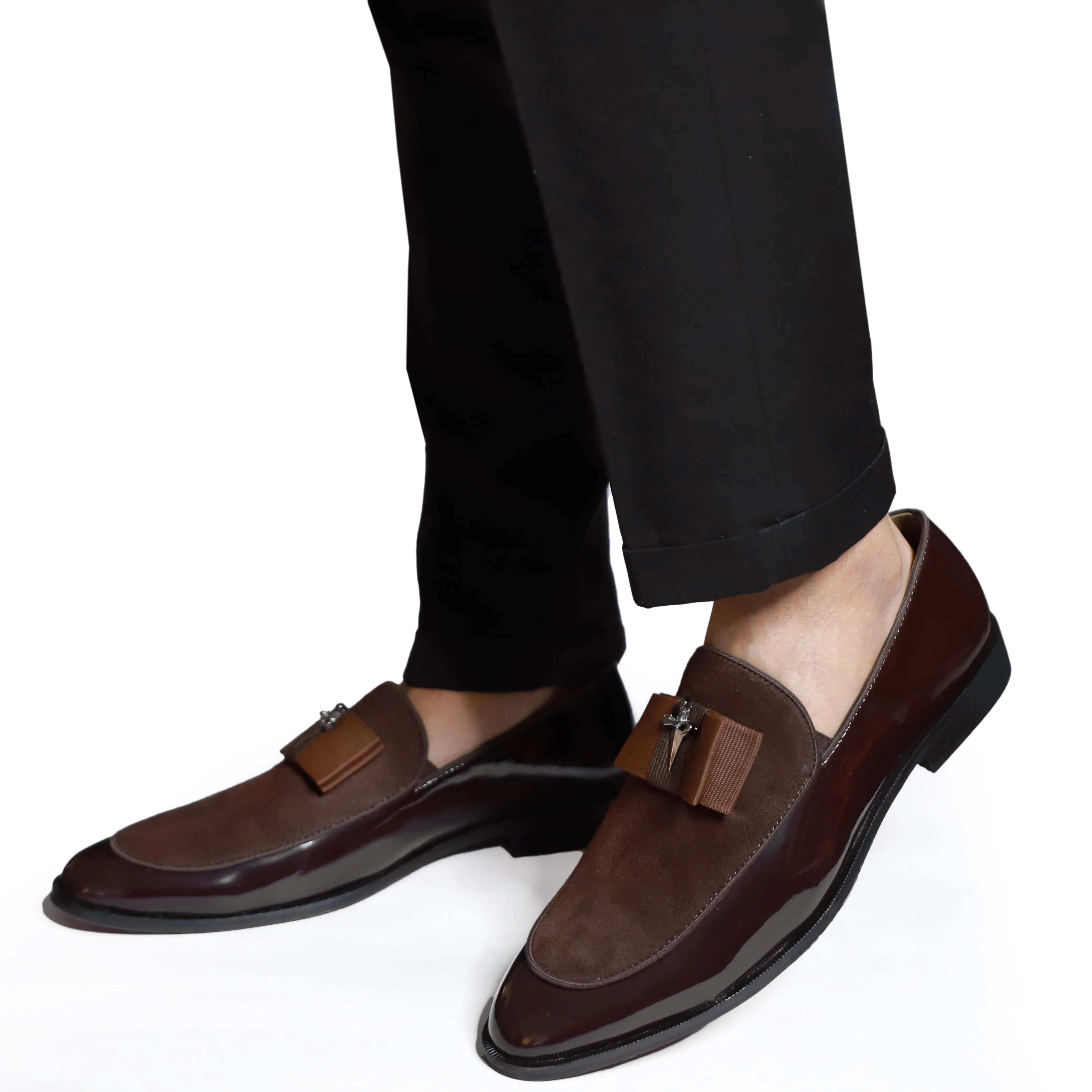 NICHE Brown Patent Brooch Loafers