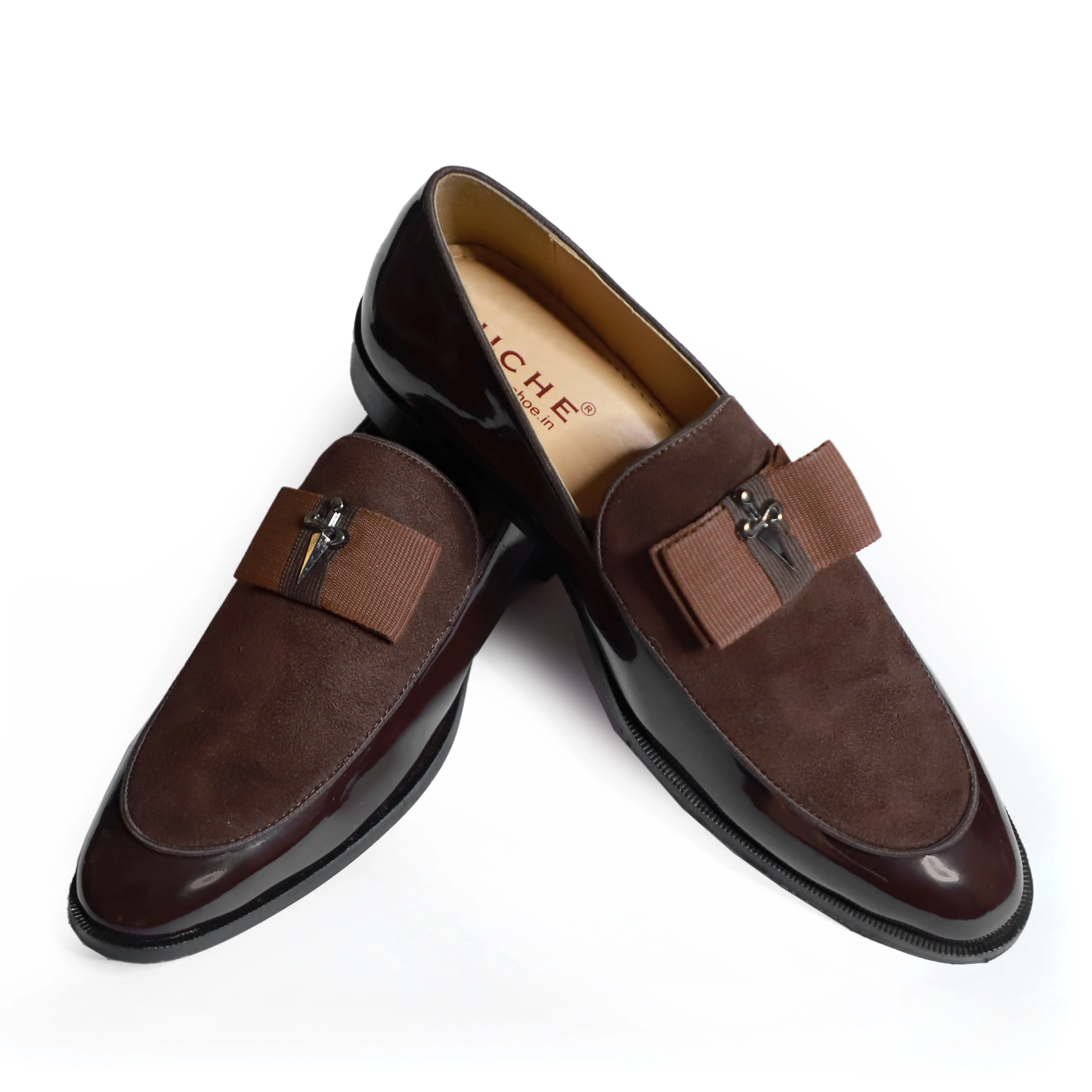 NICHE Brown Patent Brooch Loafers