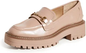 Sam Edelman Laurs Maple Sugar Leather Rounded Toe Slip On Chunky Heel Loafers