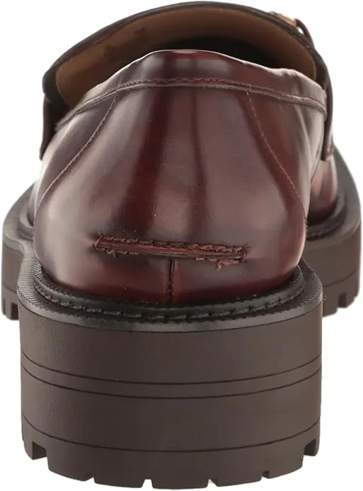 Sam Edelman Laurs Spiced Brandy Rounded Toe Slip On Chunky Heel Leather Loafers