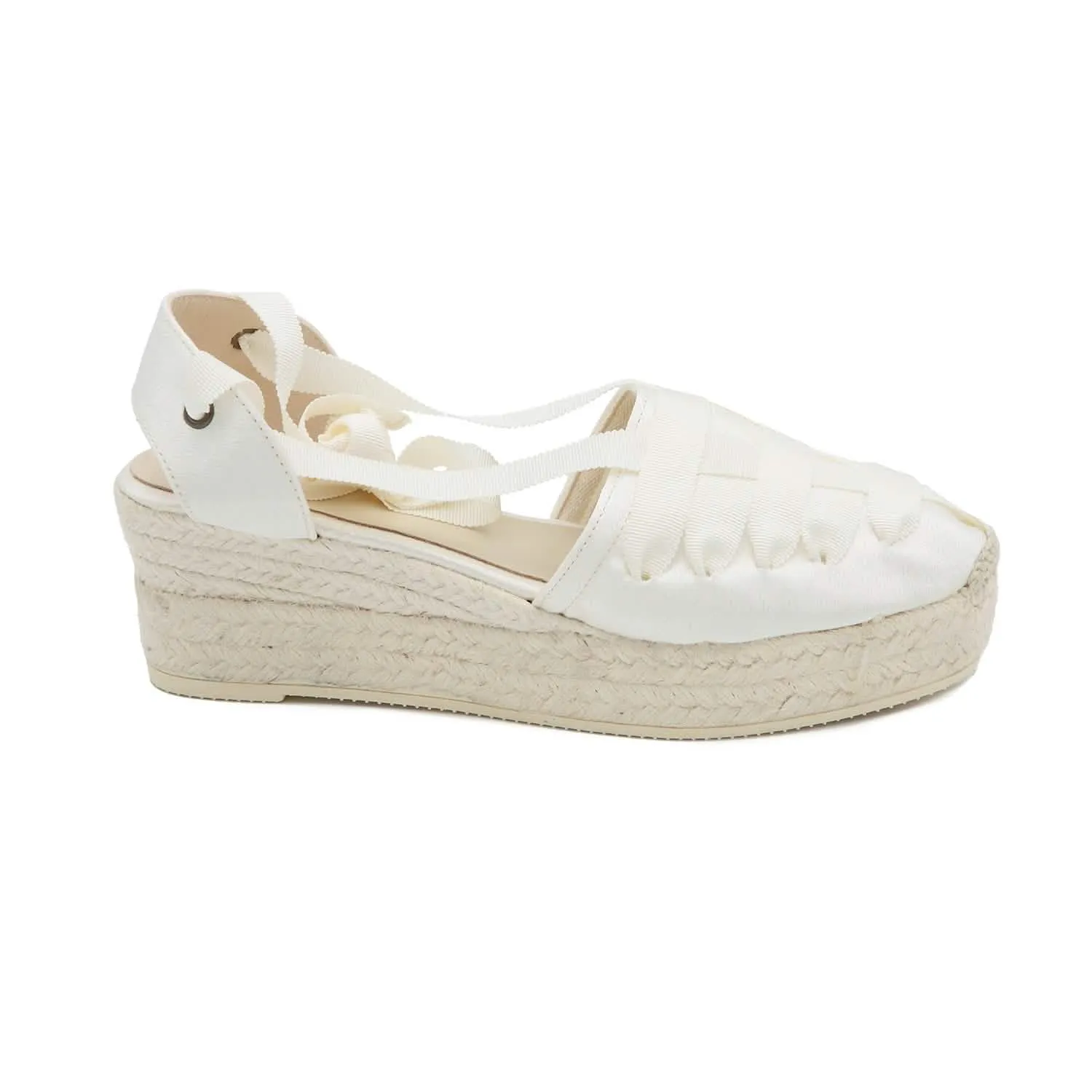 Satin Bridal Wedge Espadrille for Women - Amelie