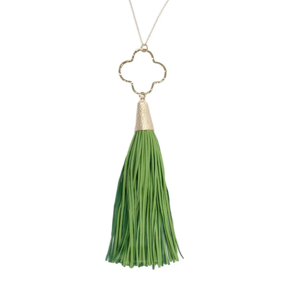 Spring Quatrefoil Tassel Necklaces