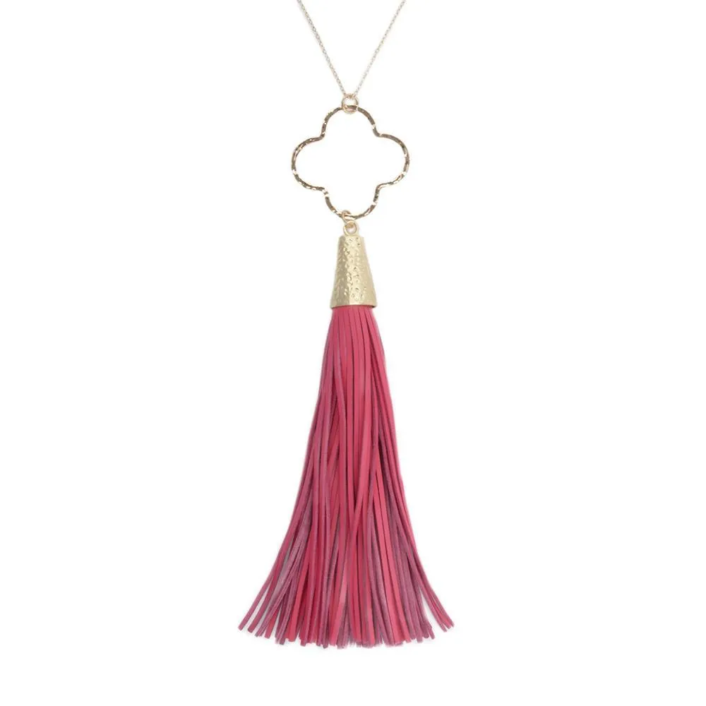 Spring Quatrefoil Tassel Necklaces
