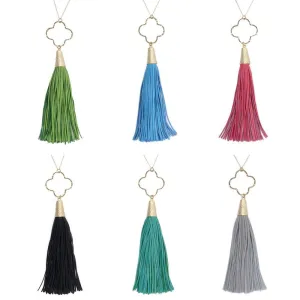 Spring Quatrefoil Tassel Necklaces