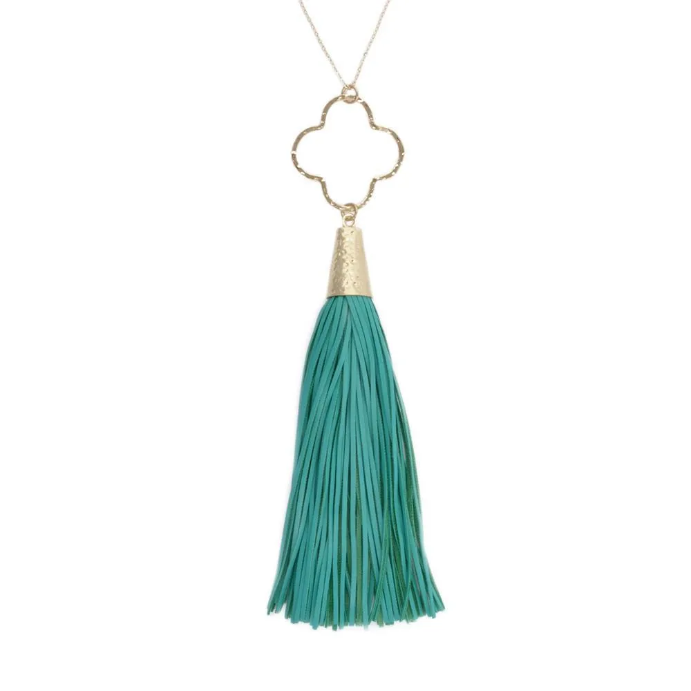 Spring Quatrefoil Tassel Necklaces