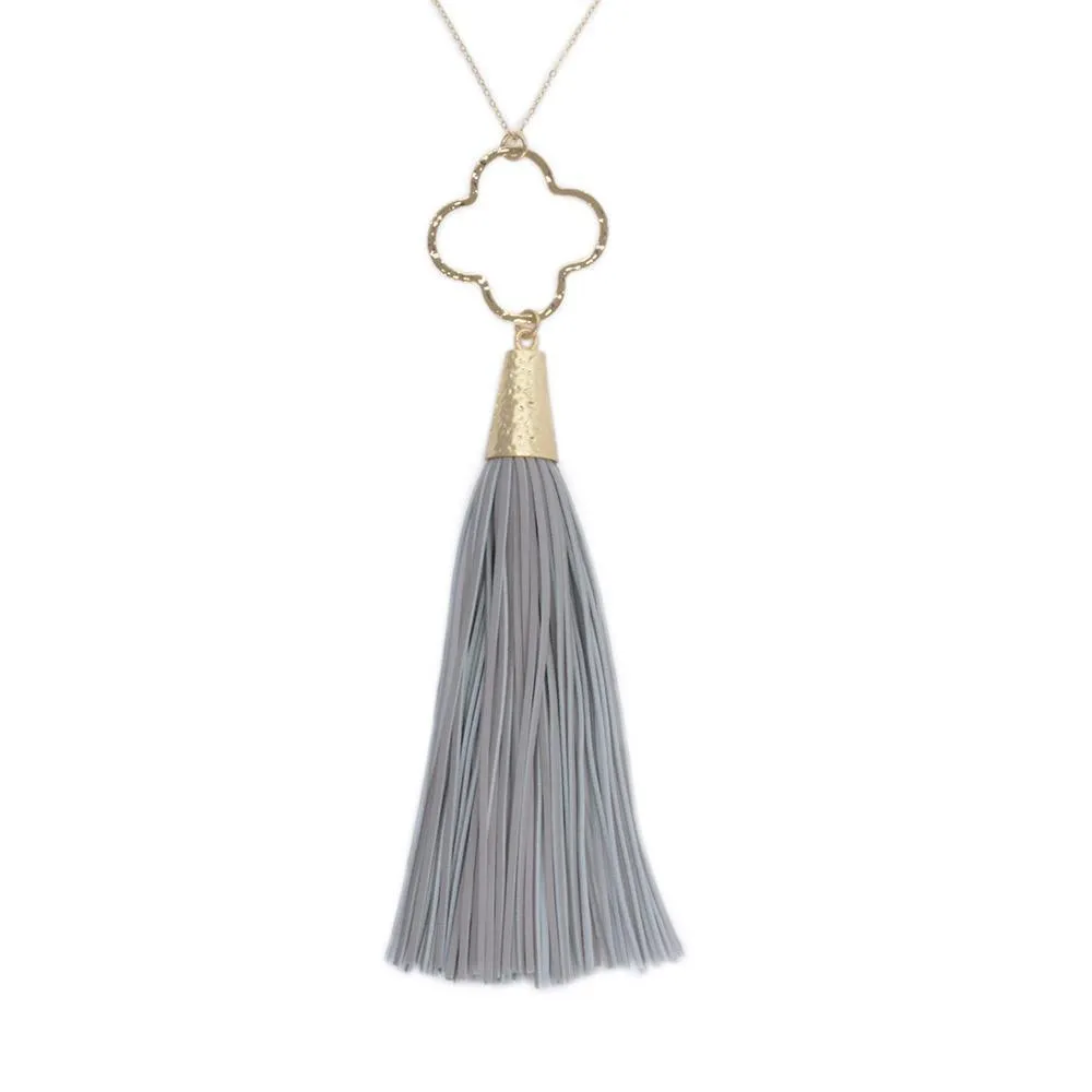 Spring Quatrefoil Tassel Necklaces