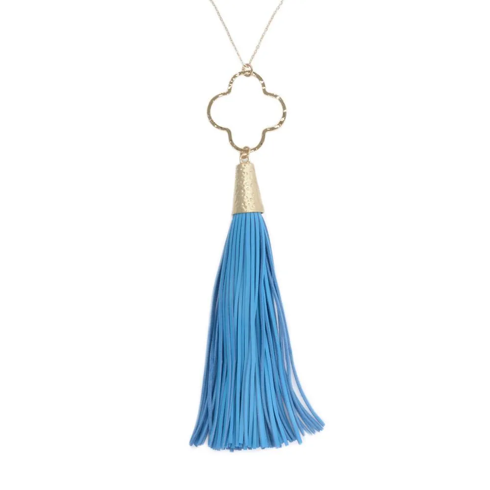 Spring Quatrefoil Tassel Necklaces