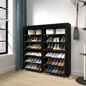 UDEAR Shoe Rack Free Standing Portable Shoes Storage Organizer Black