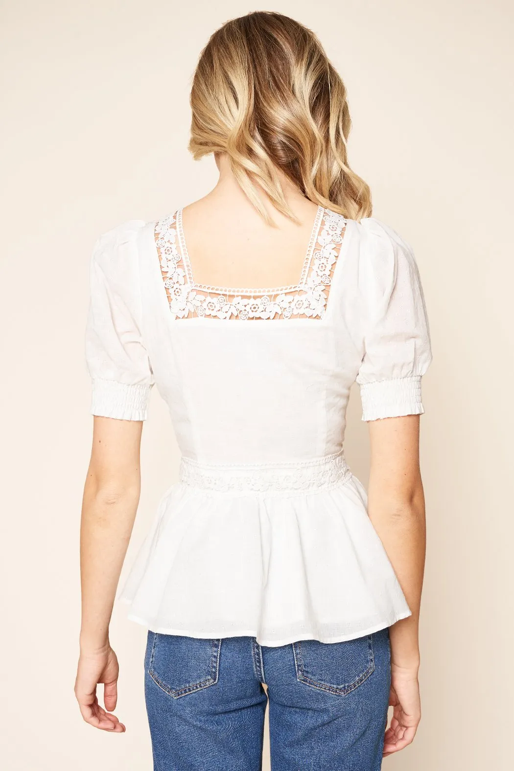Willow Crochet Trim Peplum Top